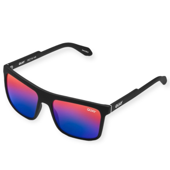 QUAY Let It Run Sunglasses Black Frame Purple Red Yellow Rainbow Lenses Unisex - Picture 5 of 9
